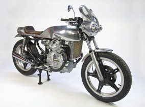 A custom Honda CX500 Cafe Racer style motorcycle project by artist Nemo Gould.